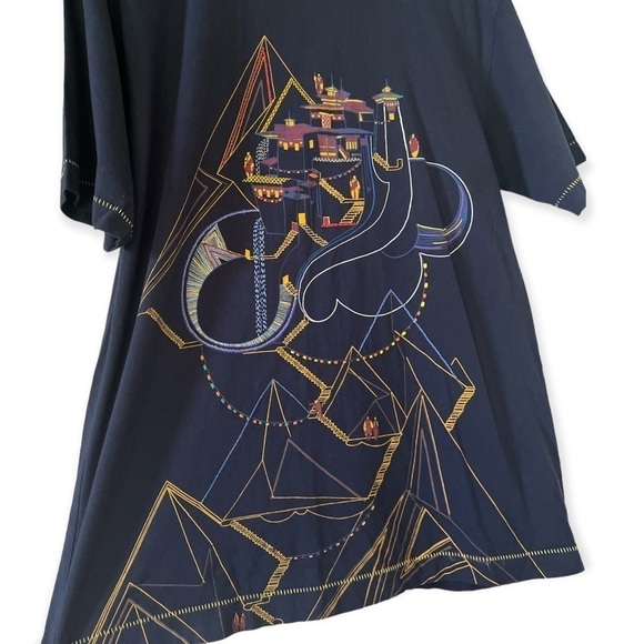 The Play Clan Men’s Stitched Embroidered Stairway Navy Graphic T-Shirt, Size XL - Picture 3 of 10